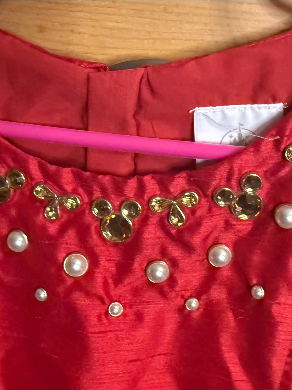 Disney Red Jeweled Girls Dress with Gold Accents - Picture 5 of 5